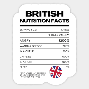 British Nutrition Facts Sticker